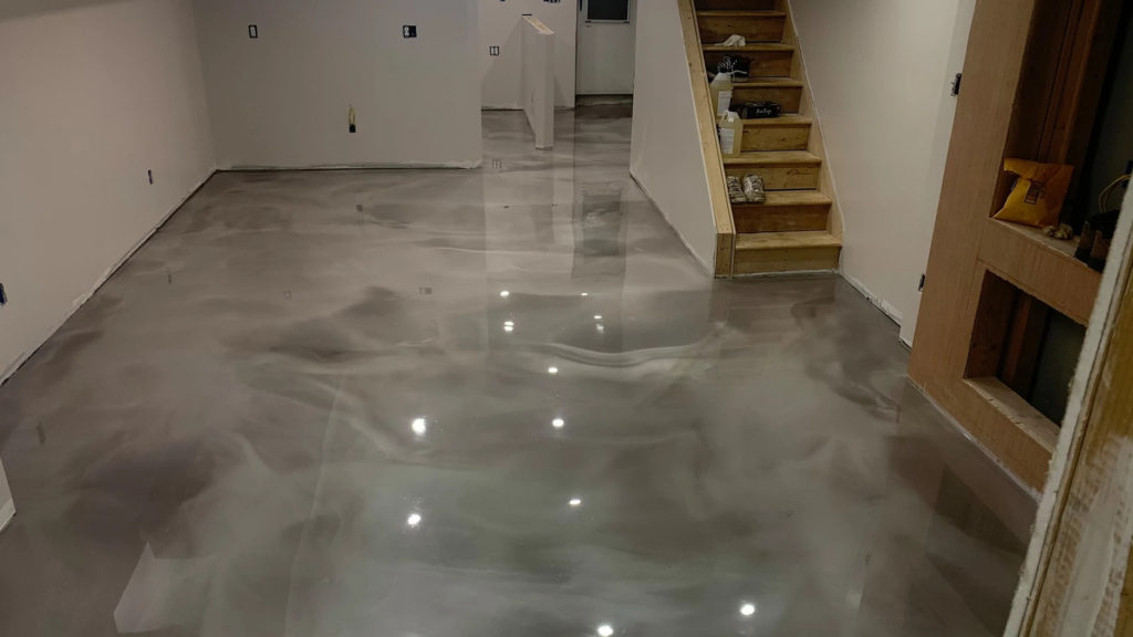 smoky gray epoxy basement flooring